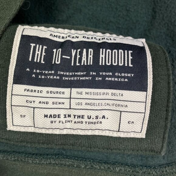 Flint and Tinder 10 Year Hoodie Men's XL Green Full Zip Hooded Sweatshirt - Picture 8 of 13